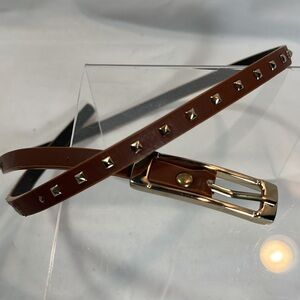 Thin brown belt with gold buckle & embellishments